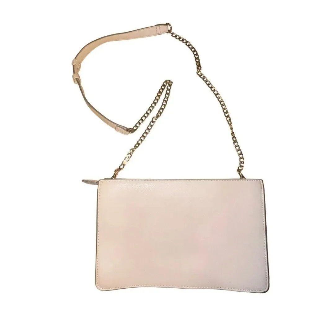 TopShop Pale Blush Pink Faux Leather Clutch Crossbody Shoulder Bag Purse Handbag